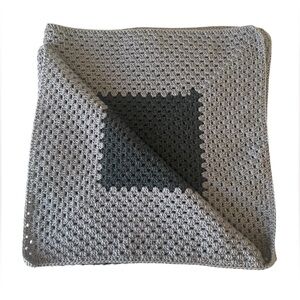 Gray and Black Crochet Knit Blanket